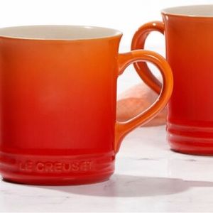 Le creuset mug set of 2 sunset orange beautiful NWT